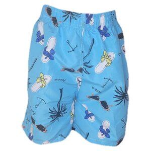 Kids Boys Swim Trunks, Swimming Shorts, Board Swimwear, Aloha Hawaii Blue Color
